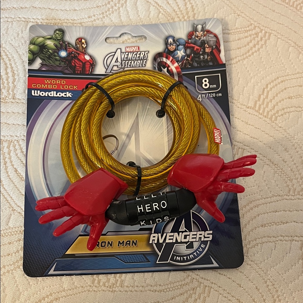 Marvel Avengers Iron Man Yellow Cable Lock with Red Hand Grips